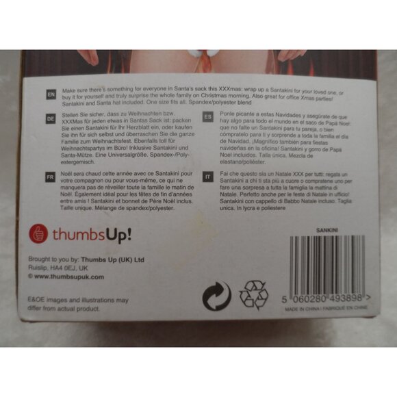 Mens Borat Style Christmas Santakini W/ Hat Red & White Santa Novelty Costume - Picture 3 of 5